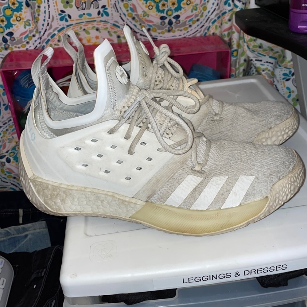 8 mens adidas white harden vol 2 basketball shoe sneakers